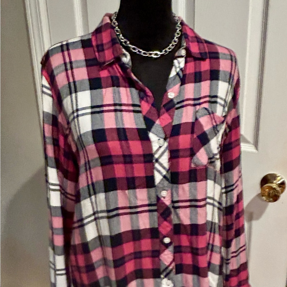 Rails Pink and Black Plaid Blouse